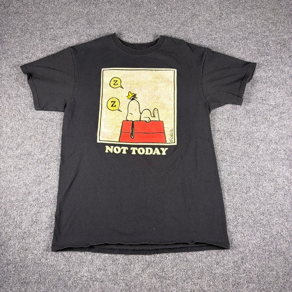 Peanuts Snoopy Not Today Shirt Boys Black Good Graphic Medium